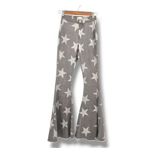 Altar'd State Boho Western Star Print Flare‎ Jeans Raw Hem Trendy Women's XS